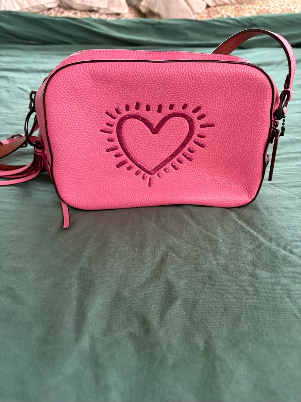 Coach x Keith Haring Pebbled Leather Crossbody Bag - Pink View 2